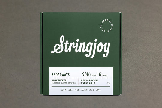 Stringjoy Broadways | Heavy Bottom Super Light Gauge (9-46) Pure Nickel Electric Guitar Strings