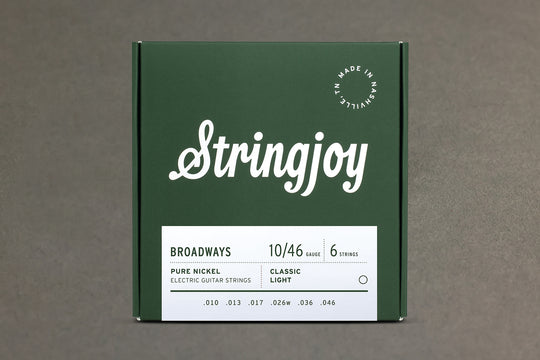 Stringjoy Broadways | Classic Light Gauge (10-46) Pure Nickel Electric Guitar Strings