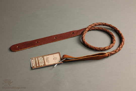 Lakota Leathers Mandolin Straps - Braided Round, Tobacco, 43"