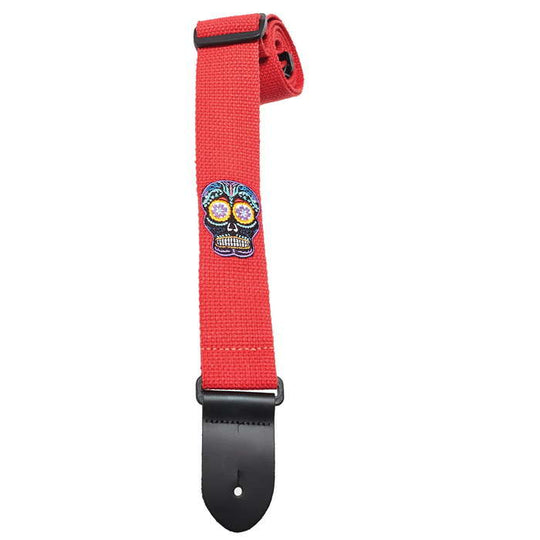 COTTON SERIES  EMROIDERED SUGAR SKULL RED